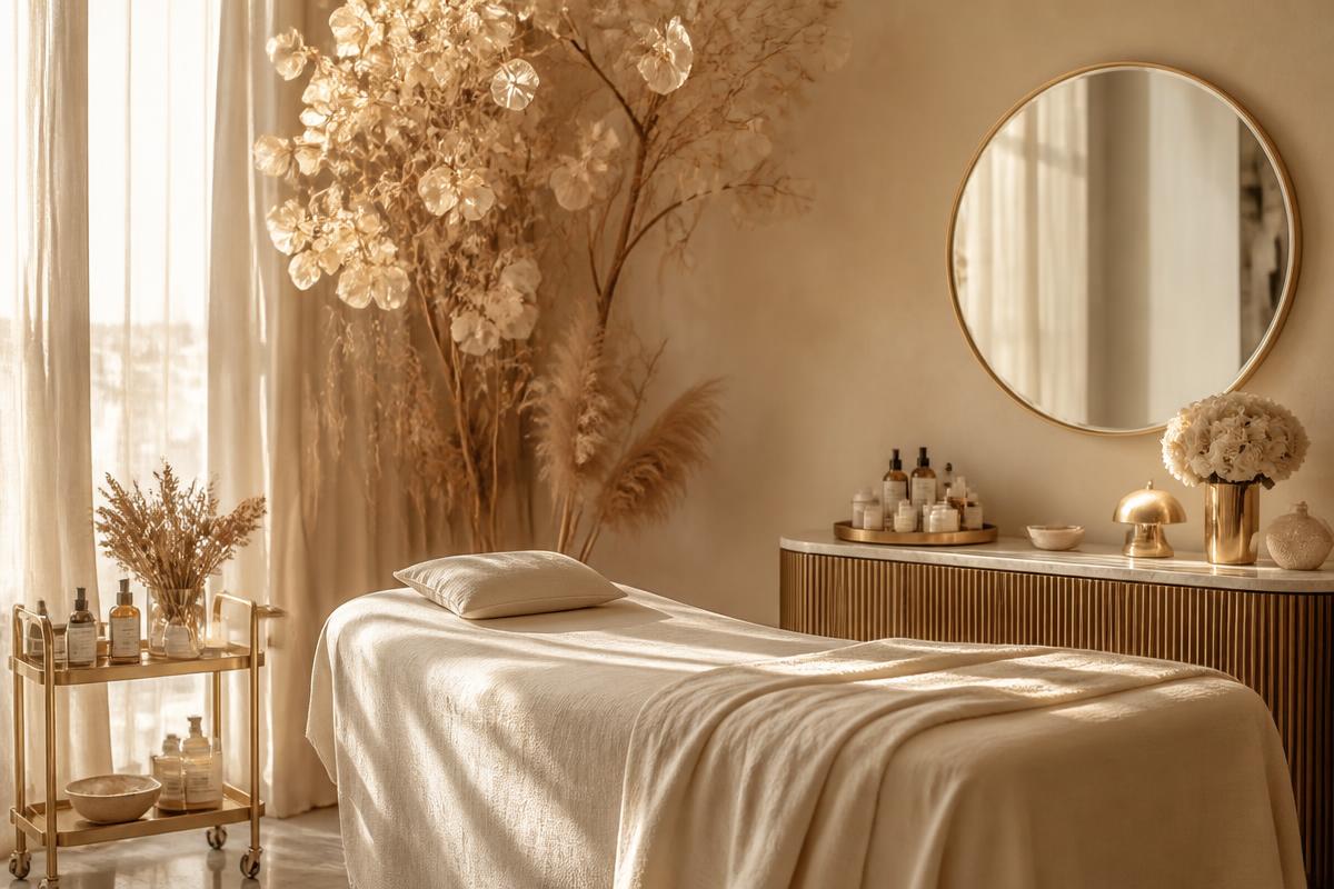 Elegant holistic beauty treatment studio interior